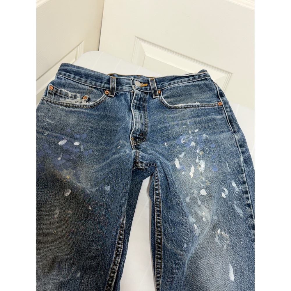 Vintage Levis 550 Relaxed Fit Jeans Men 31x34 USA Made Paint Splatter Distressed - Picture 2 of 11